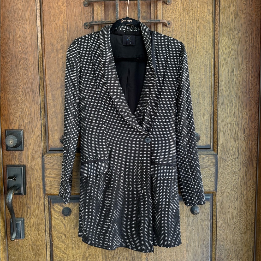 NBD Black and Silver Blazer Elegant Suit Jacket Dress Size XS